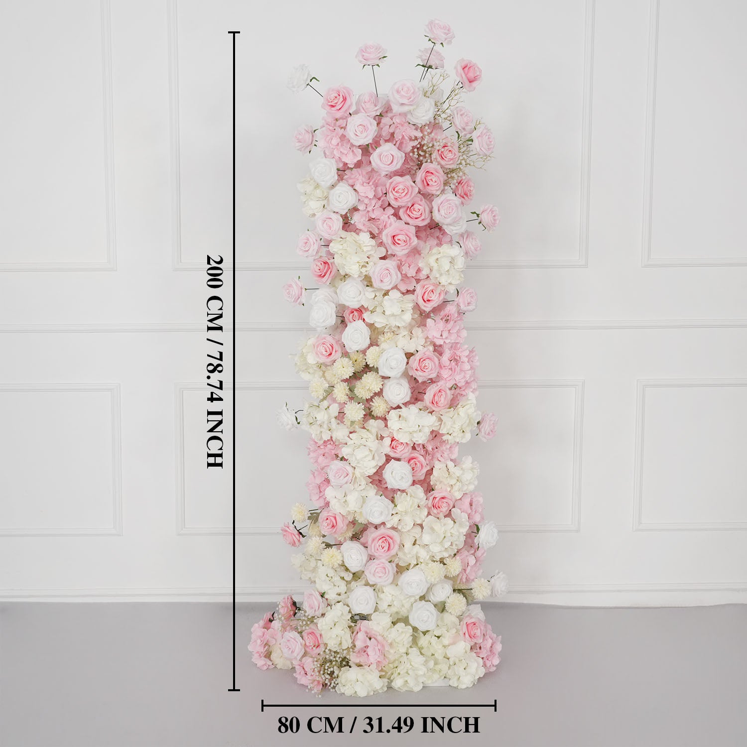 Uflower Artificial Pink White Wedding KT Backdrop Flower Row Decor